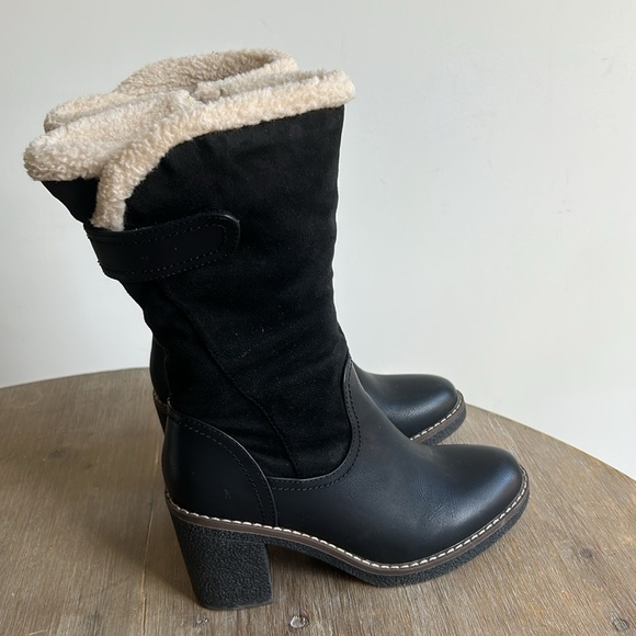 Scarpini Black Faux Leather Suede Boots Mid Calf Block Rubber Heel EU Size 37 - Picture 11 of 17